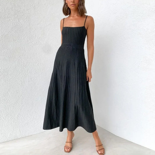 Vestido Longo Plissado em Malha